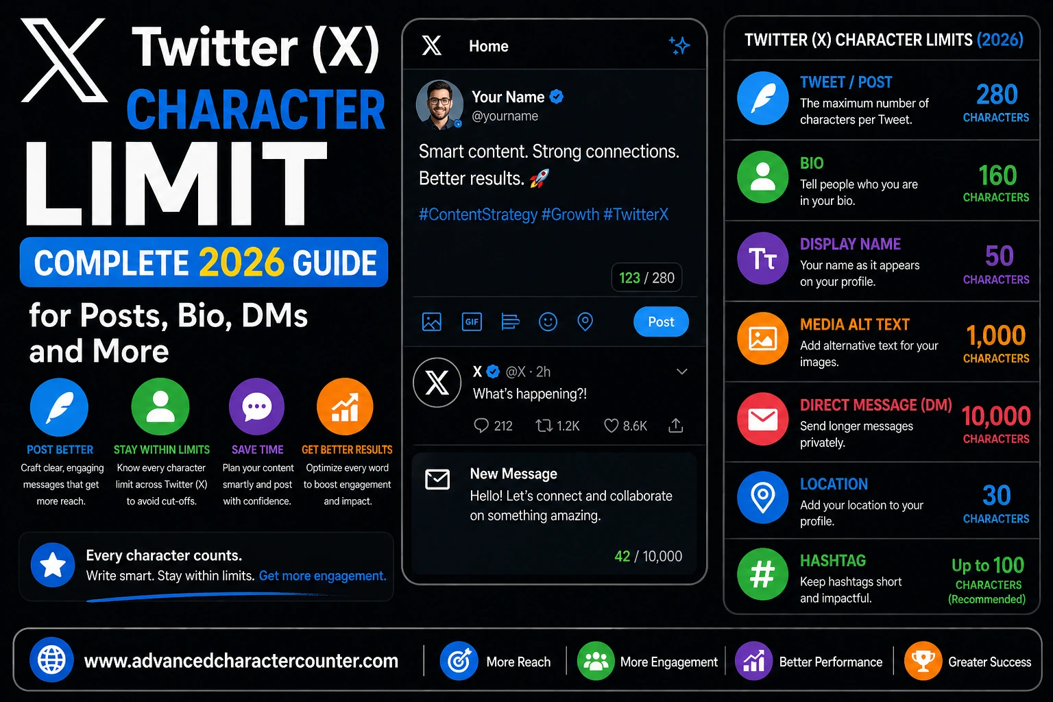 Twitter (X) Character Limit, Complete 2026 Guide for Posts, Bio, DMs and More